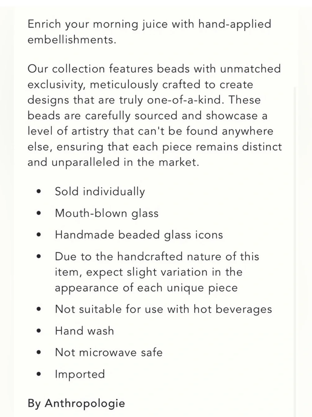 Anthropologie Icon Juice Glass – Martini Olive Cocktail Glass